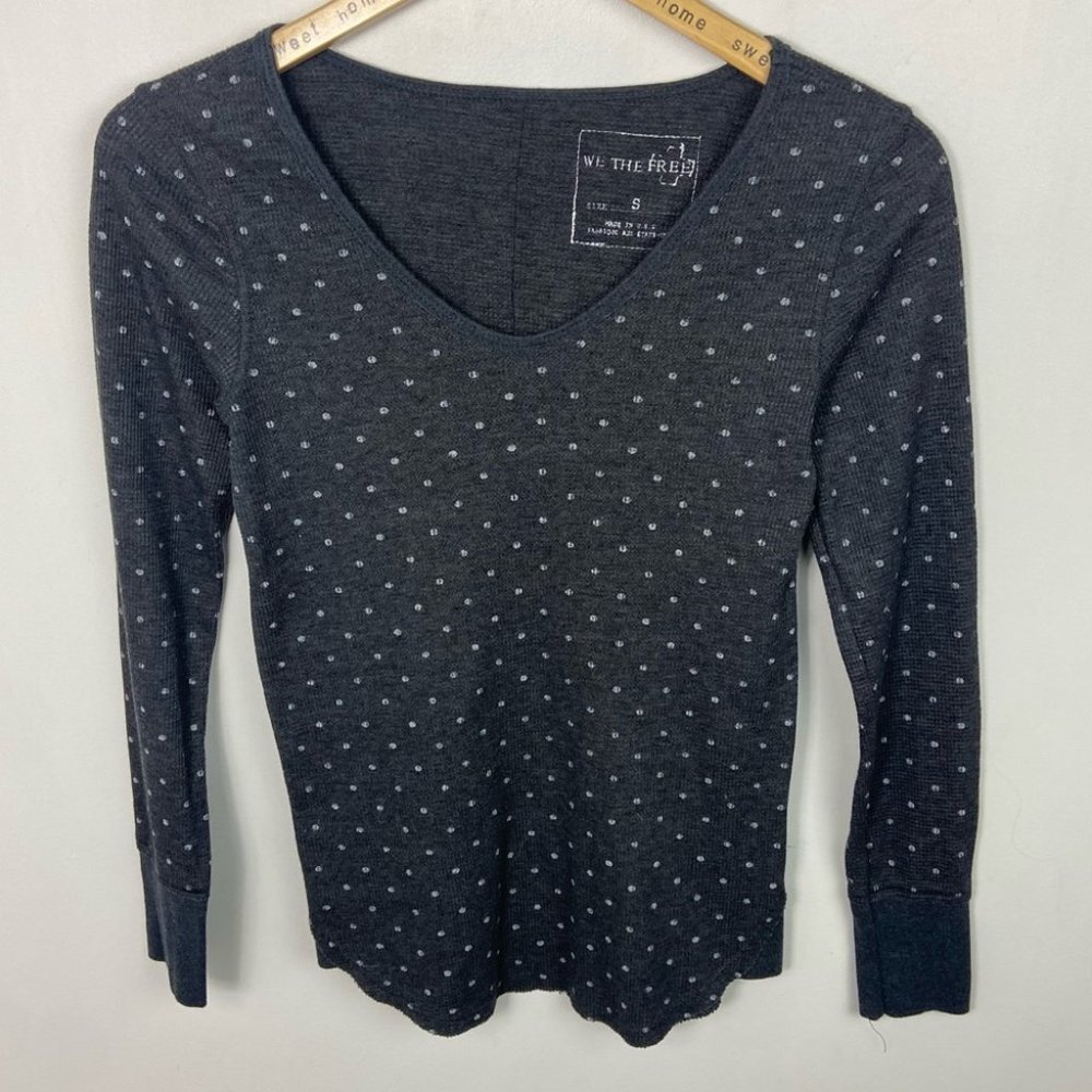 Free People Printed Thermal Desperate Polka Dot Waffle Knit‎ Size Small Bohemian - Picture 10 of 14